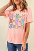 Whimsical Polka Dot Bunny Graphic Crew Neck Shirt
