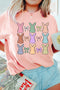 Whimsical Polka Dot Bunny Graphic Crew Neck Shirt