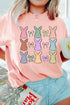Whimsical Polka Dot Bunny Graphic Crew Neck Shirt