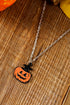 Whimsical Pumpkin Face Charm Necklace And Earring Set