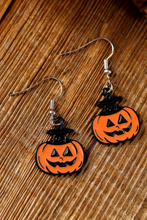Whimsical Pumpkin Face Charm Necklace And Earring Set