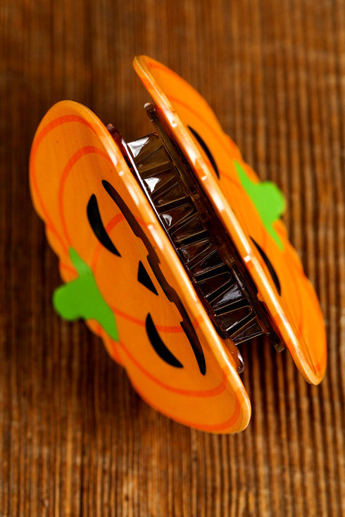Whimsical Pumpkin Silhouette Cutout Design Hair Claw