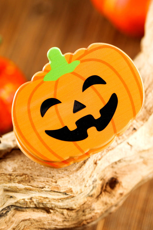 Whimsical Pumpkin Silhouette Cutout Design Hair Claw