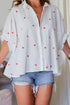 Whimsical Star Gazer Print Loose Half Sleeve Collared Button Up Shirt