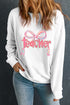 Whimsical Teacher Bow Graphic Crew Neck Sweatshirt