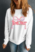 Whimsical Teacher Bow Graphic Crew Neck Sweatshirt