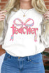 Whimsical Teacher Bow Graphic Crew Neck Sweatshirt
