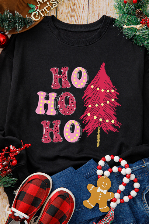 Whimsical Tree Graphic Crew Neck Pullover Sweatshirt