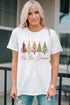 Whimsical Tree Print Crew Neck Short Sleeve Tee