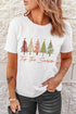 Whimsical Tree Print Crew Neck Short Sleeve Tee