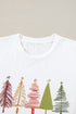 Whimsical Tree Print Crew Neck Short Sleeve Tee