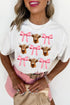 Whimsical Western Coquette Highland Cow Bows Graphic Comfort Tee