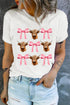 Whimsical Western Coquette Highland Cow Bows Graphic Comfort Tee
