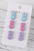 Whimsical Wooden Bunny Figure Statement Drop Earrings