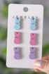 Whimsical Wooden Bunny Figure Statement Drop Earrings