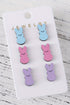 Whimsical Wooden Bunny Figure Statement Drop Earrings