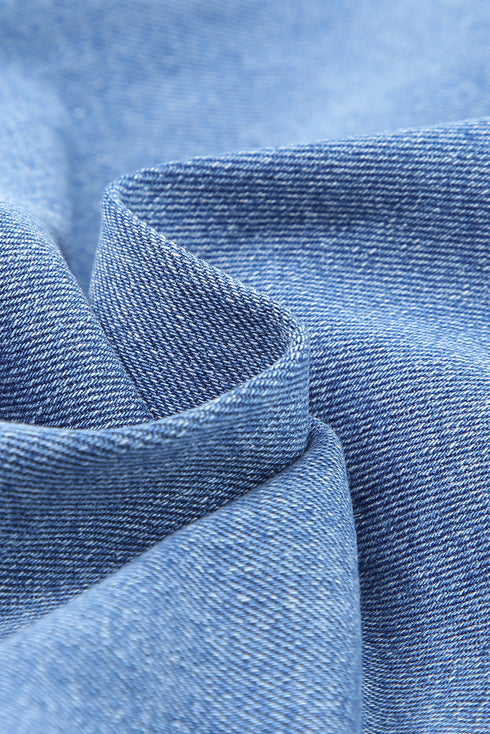 Whiskered Wash Raw Hem Cropped Casual Denim Jeans