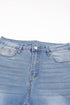 Whiskered Wash Raw Hem Cropped Casual Denim Jeans