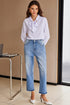 Whiskered Wash Raw Hem Cropped Casual Denim Jeans