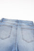 Whiskered Wash Raw Hem Cropped Casual Denim Jeans