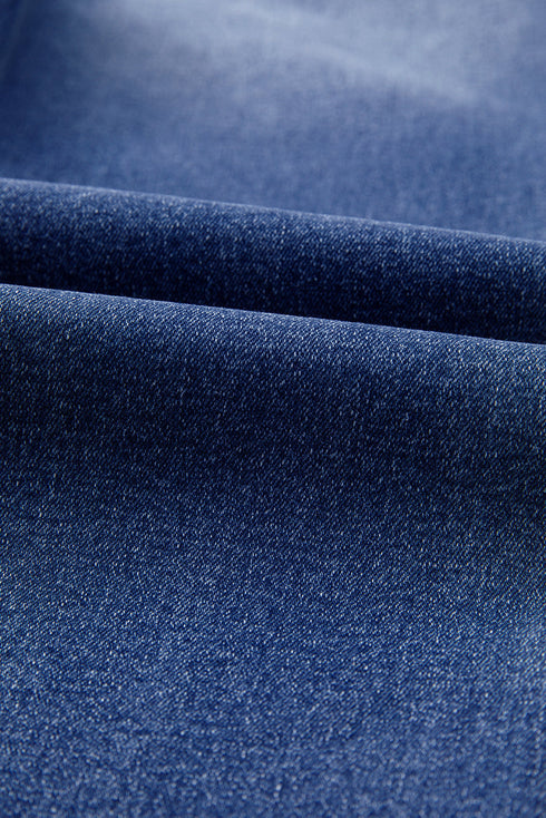 Whiskered Wash Raw Hem Cropped Casual Denim Jeans