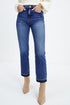 Whiskered Wash Raw Hem Cropped Casual Denim Jeans