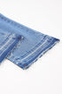 Whiskered Wash Raw Hem Cropped Casual Denim Jeans