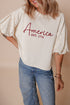 White America EST 1776 Embroidered Pearl Beaded Sleeve T Shirt