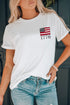 White American Flag 1776 Embroidered Pattern Crew Neck Tee