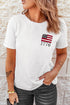 White American Flag 1776 Embroidered Pattern Crew Neck Tee