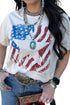 White American Flag Star Graphic Print Crew Neck T Shirt