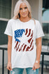 White American Flag Star Graphic Print Crew Neck T Shirt