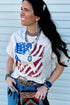 White American Flag Star Graphic Print Crew Neck T Shirt