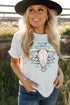 White Aztec Steer Skull Graphic Casual T Shirt