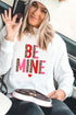 White Be Mine Leopard Heart Print Long Sleeve Sweatshirt