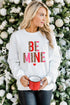 White Be Mine Leopard Heart Print Long Sleeve Sweatshirt