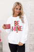 White Be Mine Leopard Heart Print Long Sleeve Sweatshirt