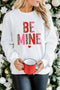 White Be Mine Leopard Heart Print Long Sleeve Sweatshirt