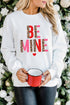 White Be Mine Leopard Heart Print Long Sleeve Sweatshirt