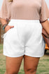 White Bow Decor Pockets Plus Size Shorts