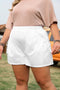 White Bow Decor Pockets Plus Size Shorts