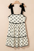 White Bow Knot Color Contrast Trim Knotted Shoulder Mini Dress