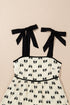 White Bow Knot Color Contrast Trim Knotted Shoulder Mini Dress