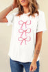 White Bow Ties Print Slim Fit O Neck Casual T Shirt