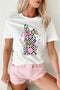 White Bowknot Checkerboard Bunny Graphic Easter T Shirt