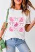 White Bunny Bowknot Graphic Easter Fashion T Shirt