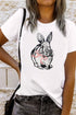 White Bunny Embroidered Bow Graphic Tee