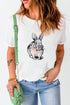 White Bunny Embroidered Bow Graphic Tee