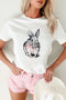 White Bunny Embroidered Bow Graphic Tee