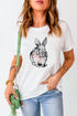 White Bunny Embroidered Bow Graphic Tee